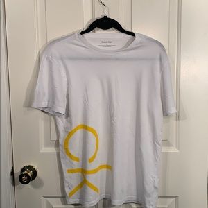 White and yellow Calvin Klein logo Tee size medium